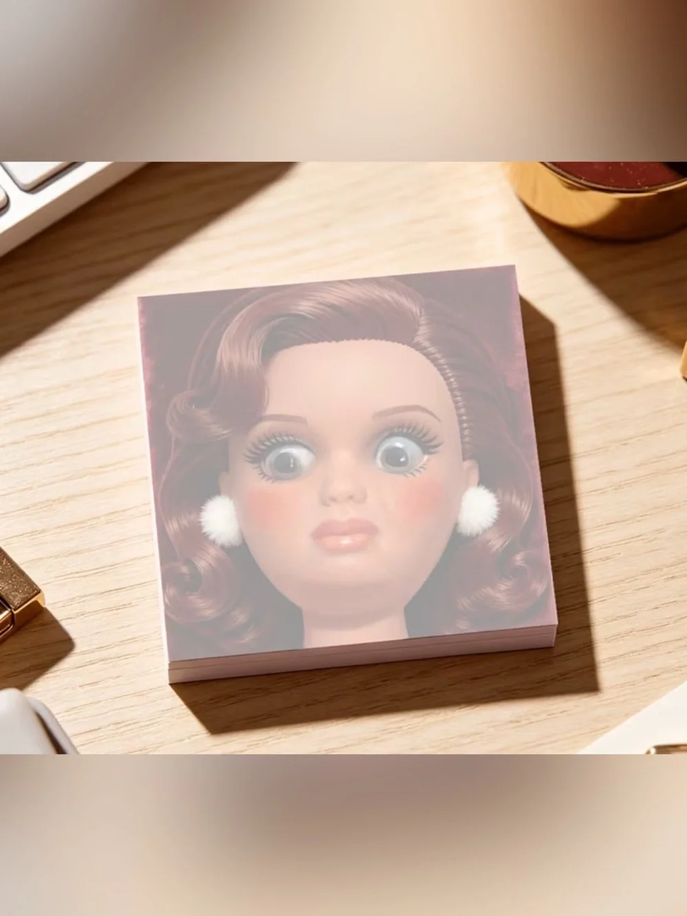 Funny Doll Face Sticky Notes — 50 Sheets